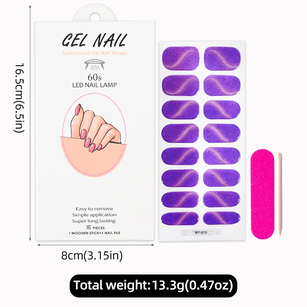 Cat Eye Effect Semi-Cured Gel Nail Wraps