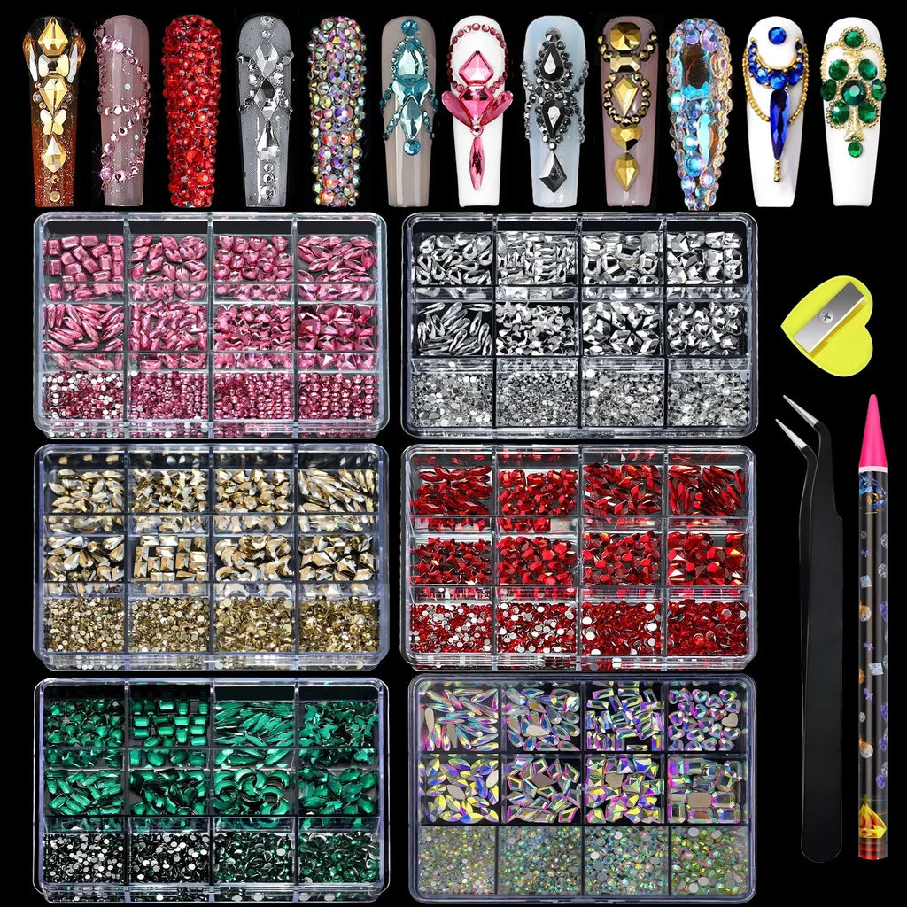 12Grids Flat Bottom Rhinstones For Nails