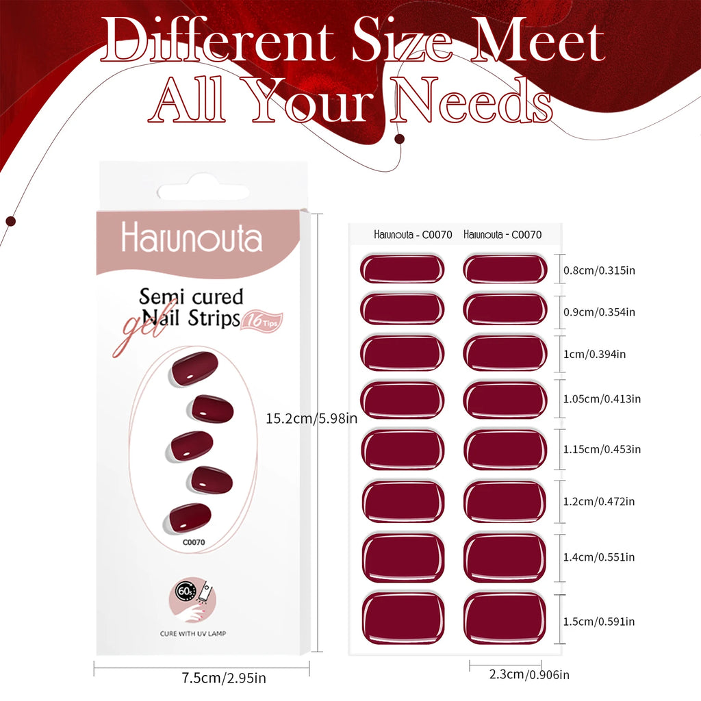 16strips Gradient Green Gold Ocean Semi Cured Gel Nail Strips