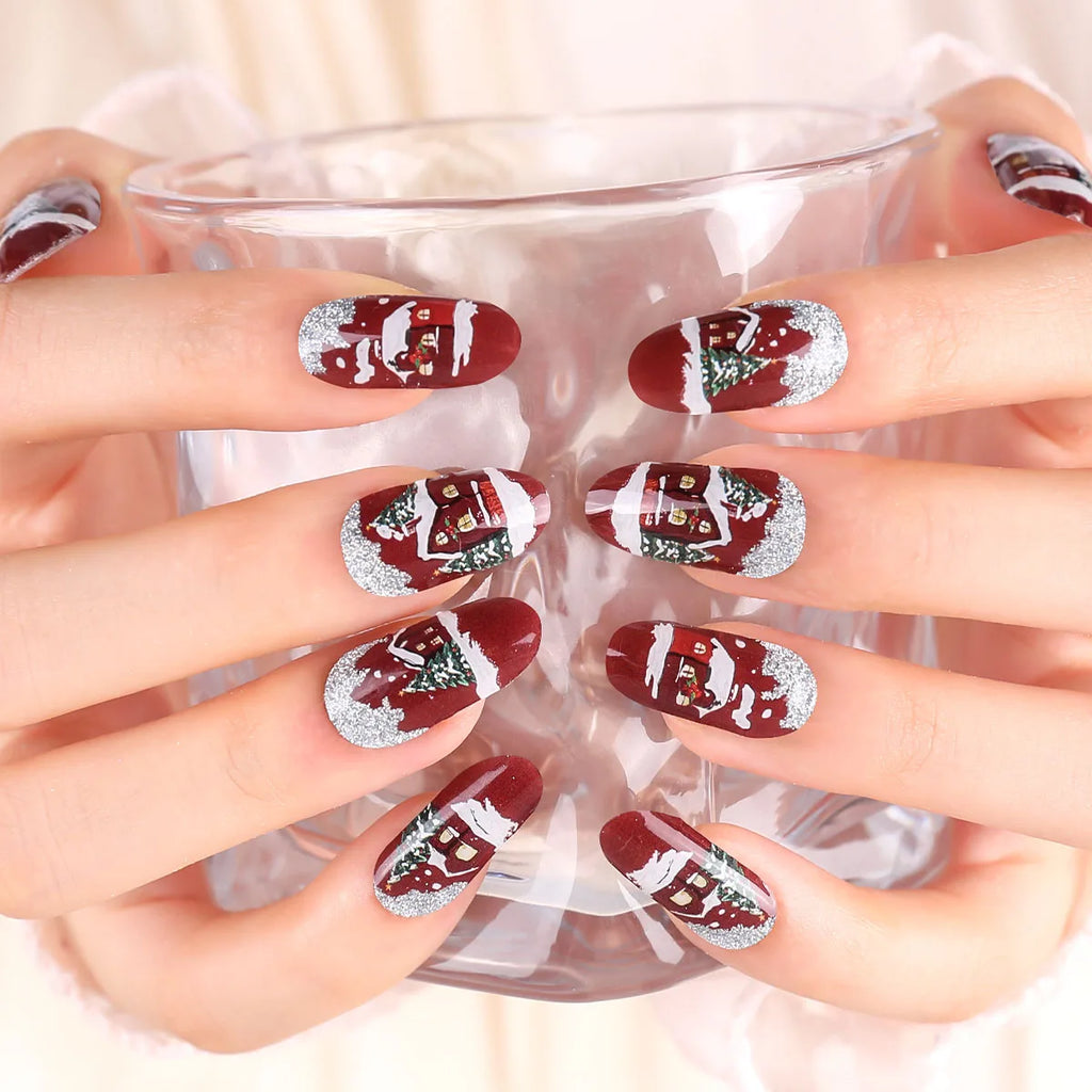 Snowflake Christmas Semi-Cured Gel Nail Stickers