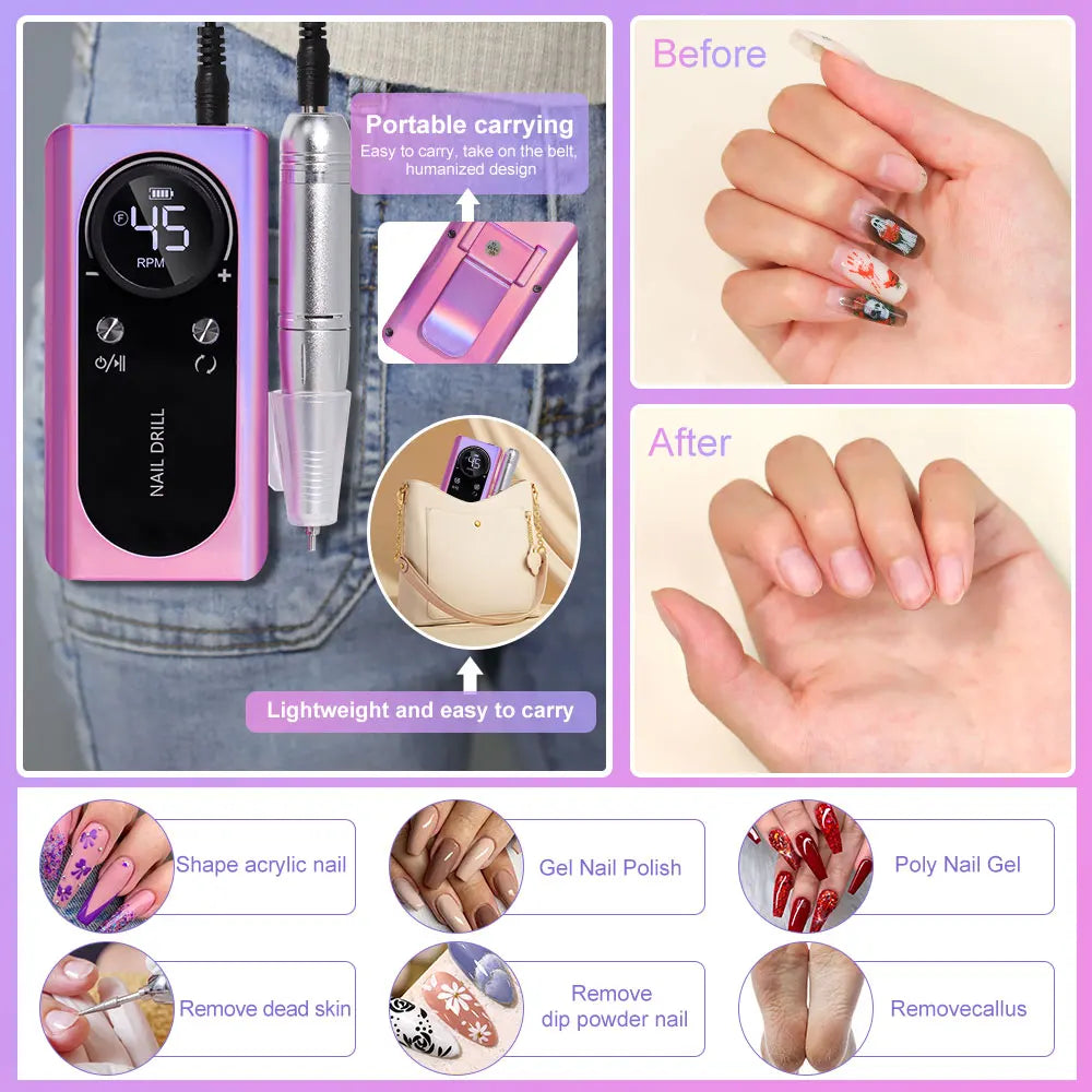 Rechargeable Nail Drill Machine with LCD
