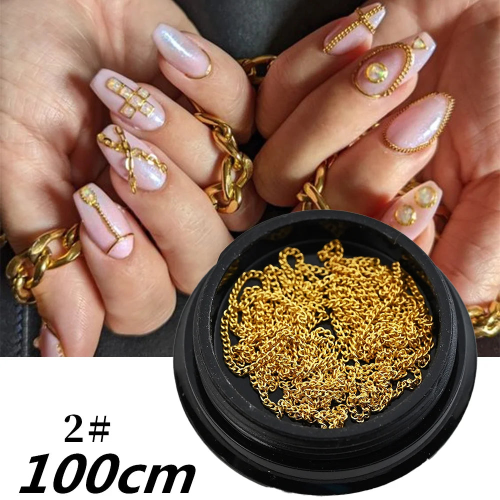 100/50cm Long Luxury Crystal Chain Nail