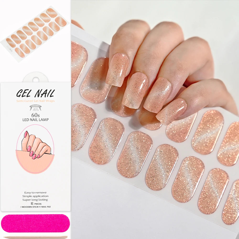 Cat Eye Effect Semi-Cured Gel Nail Wraps