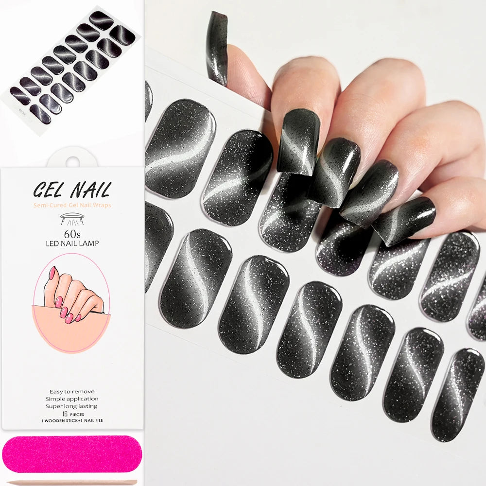 Cat Eye Effect Semi-Cured Gel Nail Wraps