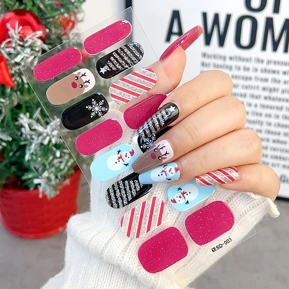 Red Green Snowflake Christmas Nail Sticker