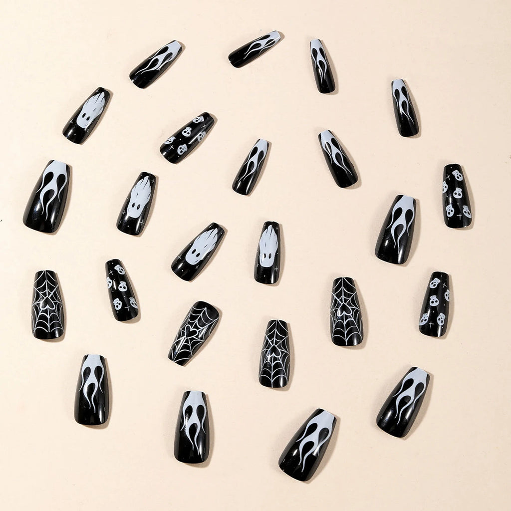 24pcs White Ghost Skull False Nails
