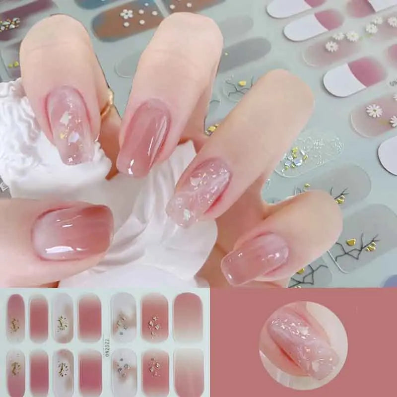 3D Flowers Gradient Color Adhesive Gel Nail Stickers