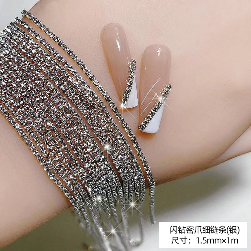 100/50cm Long Luxury Crystal Chain Nail