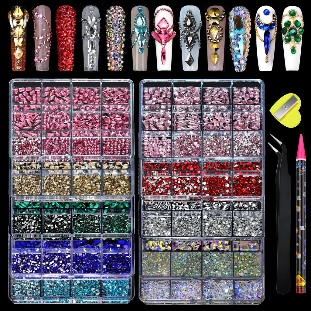 12Grids Flat Bottom Rhinstones For Nails