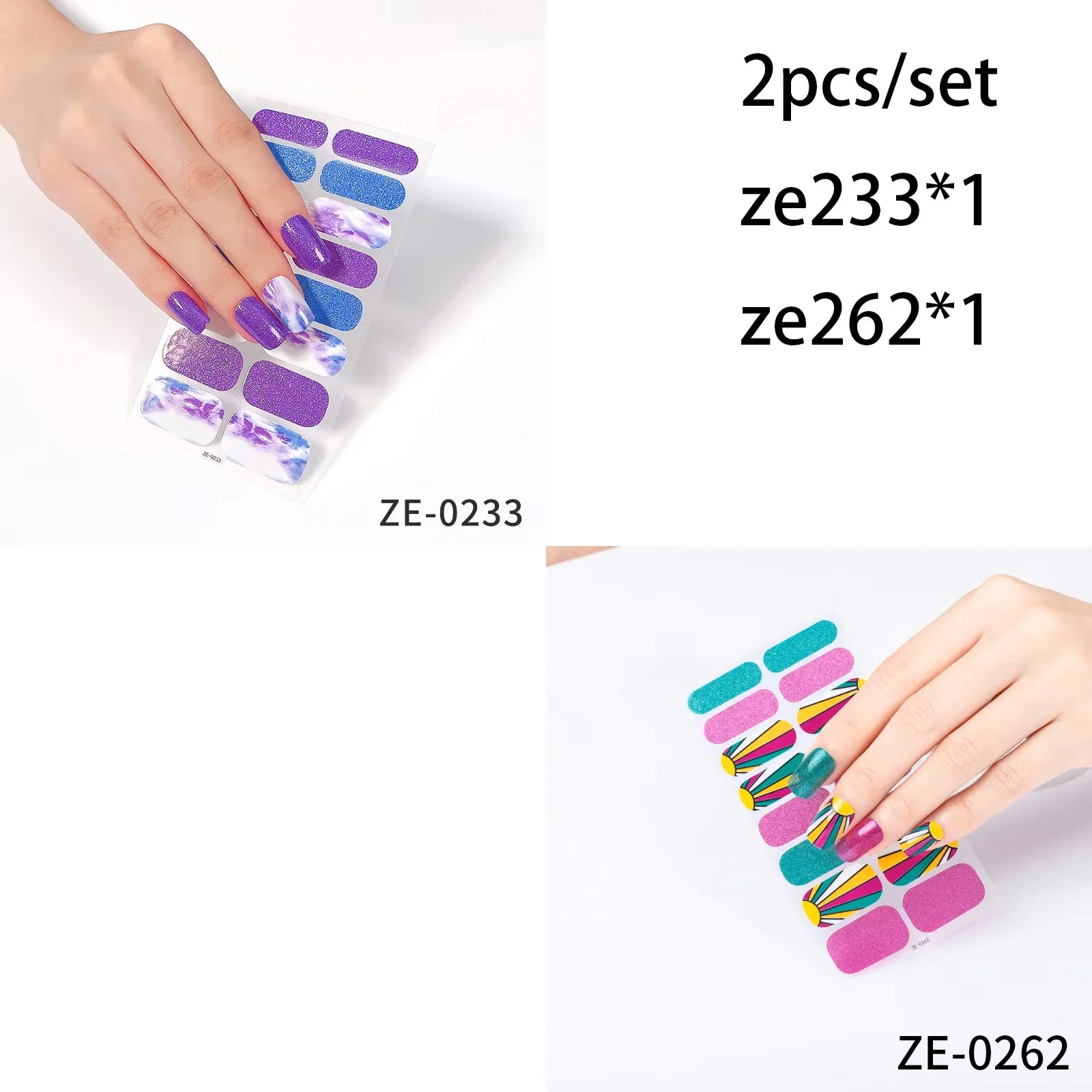 14Tips DIY Glitter Bake Free Gel Nail Stickers Stripe