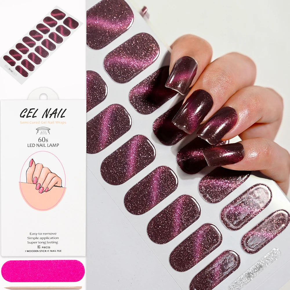 Cat Eye Effect Semi-Cured Gel Nail Wraps