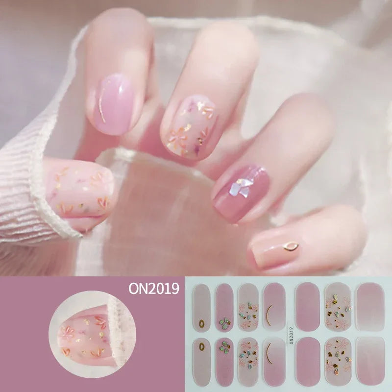 3D Flowers Gradient Color Adhesive Gel Nail Stickers