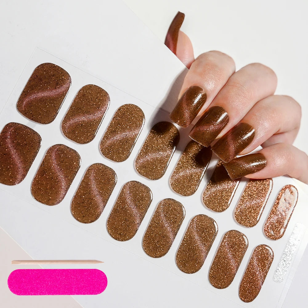 Cat Eye Effect Semi-Cured Gel Nail Wraps