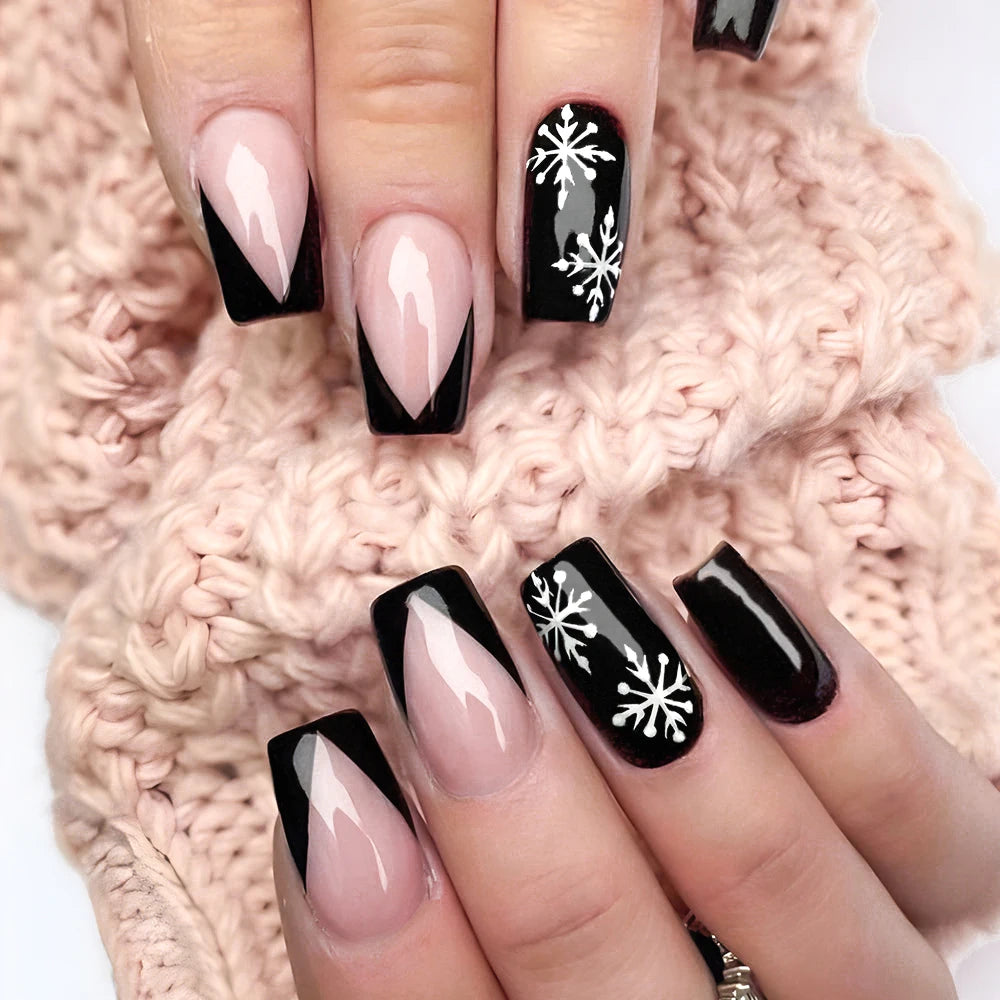 24Pcs Red Christmas Fake Nails