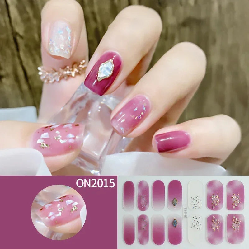 3D Flowers Gradient Color Adhesive Gel Nail Stickers