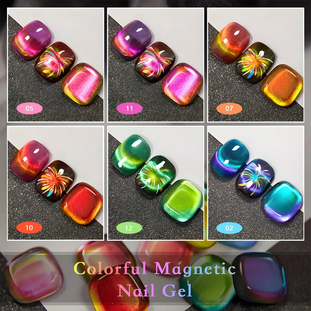 7PCS Double Color Cat Eye Gel Nails Polish Set