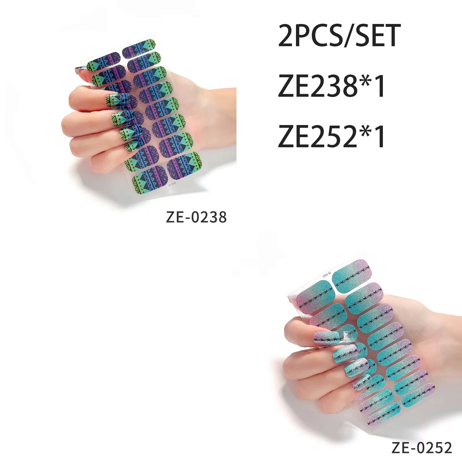 14Tips DIY Glitter Bake Free Gel Nail Stickers Stripe