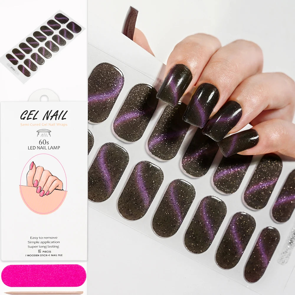 Cat Eye Effect Semi-Cured Gel Nail Wraps