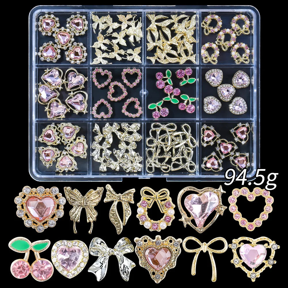 120pcs/box 3D Gold Bow Butterfly Nail