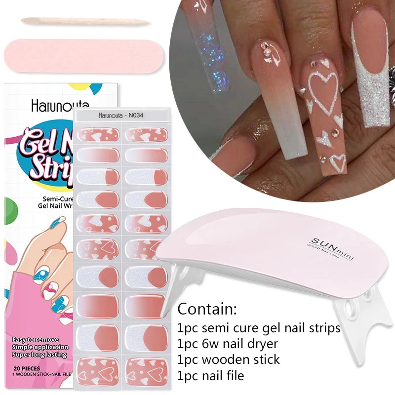 4pcs/set Sparkly Shinning Semi Cured Gel Nail Strips