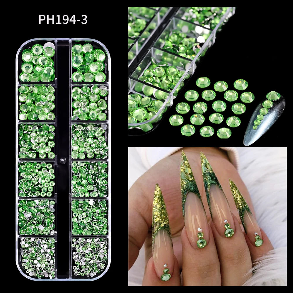 12Grids Mixed-Shape Crystal Nail
