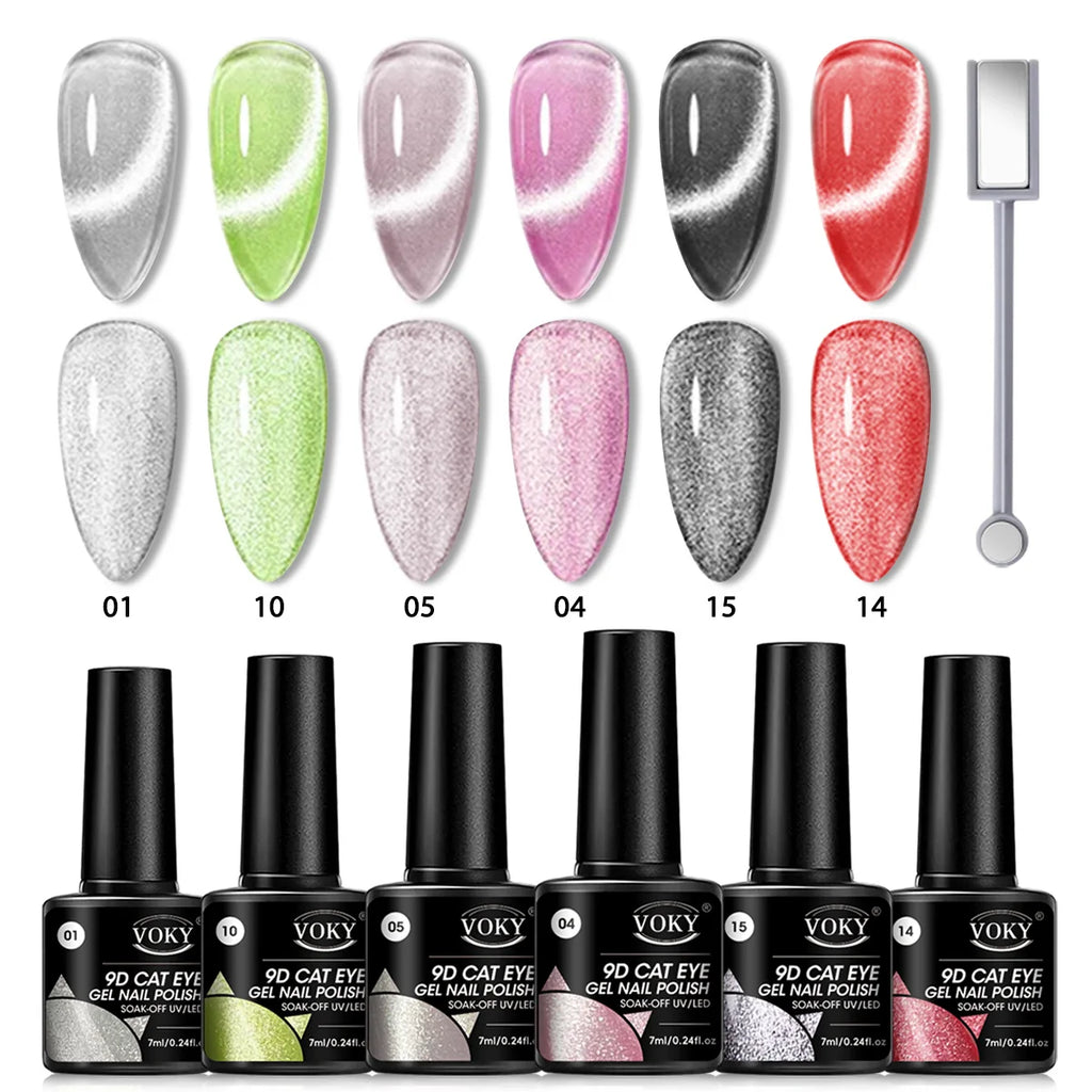 6PCS Long-lasting Magic Magnetic Cat-Eye Nail Gel Set