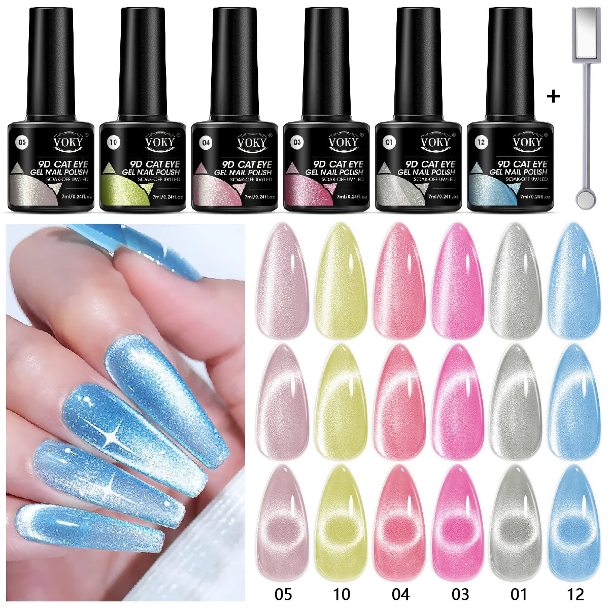 6PCS Long-lasting Magic Magnetic Cat-Eye Nail Gel Set
