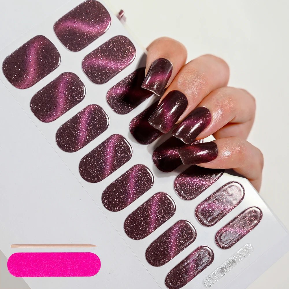 Cat Eye Effect Semi-Cured Gel Nail Wraps