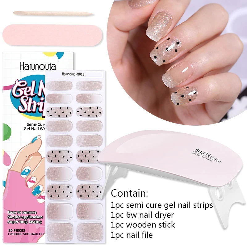 4pcs/set Sparkly Shinning Semi Cured Gel Nail Strips