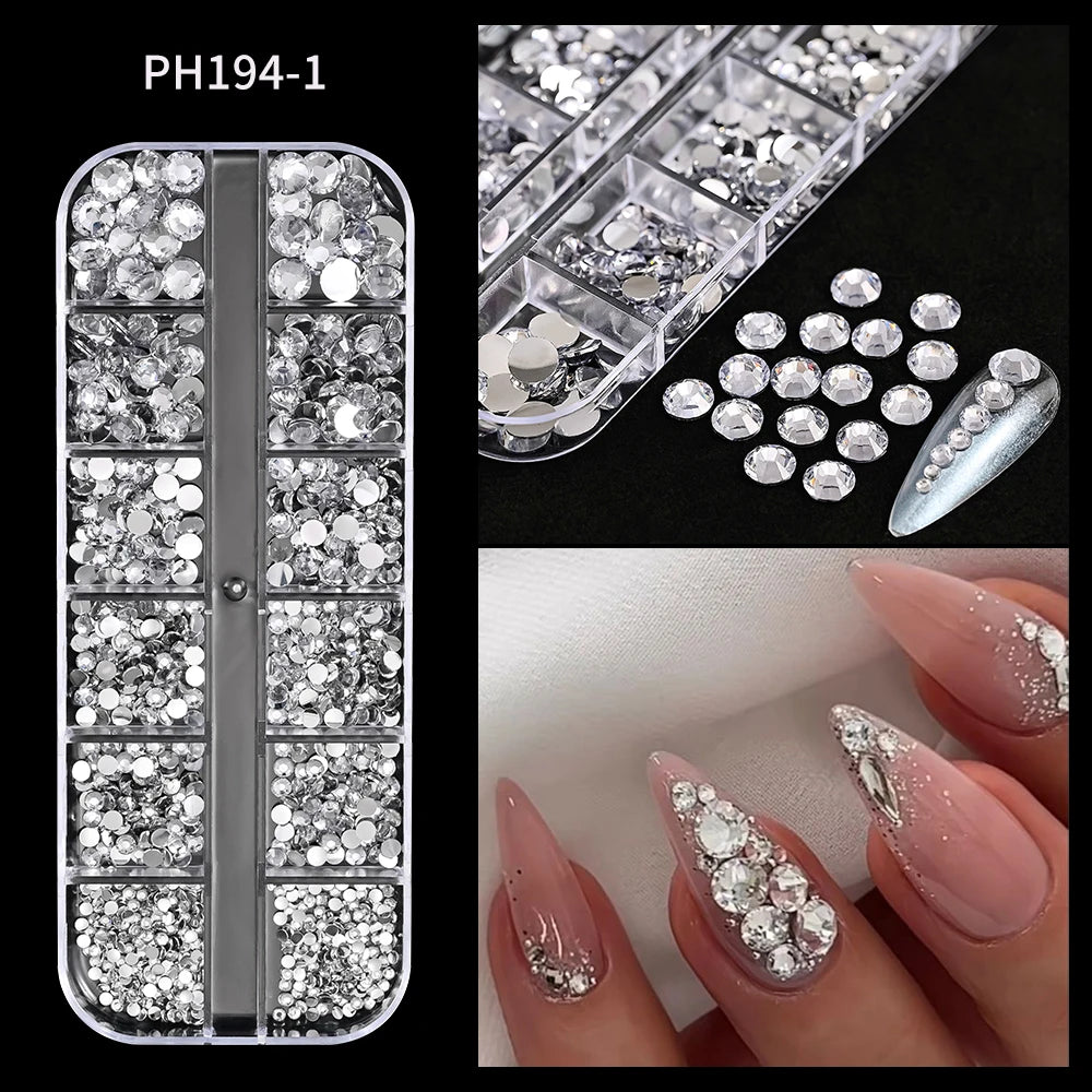 12Grids Mixed-Shape Crystal Nail