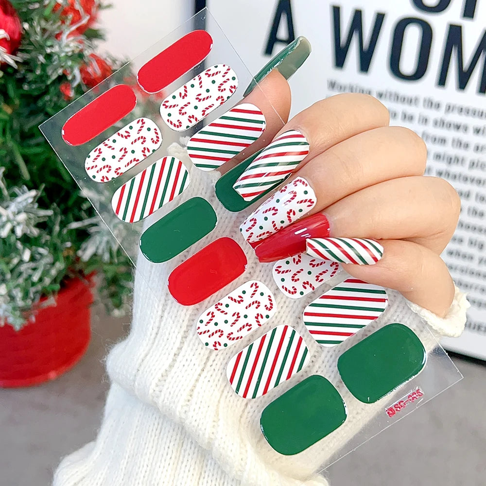 Red Green Snowflake Christmas Nail Sticker