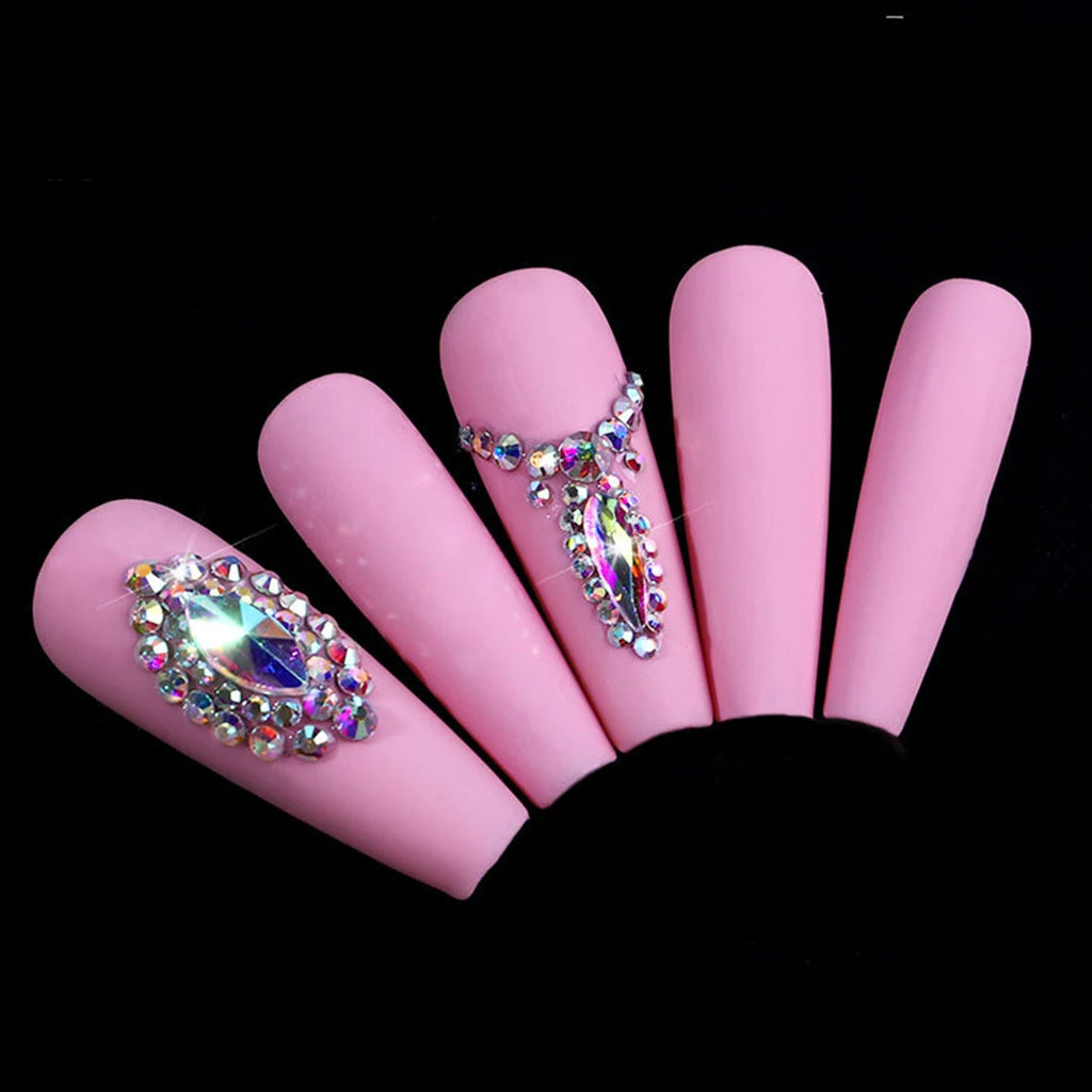21 grid rhinestone box mixed nail Gems