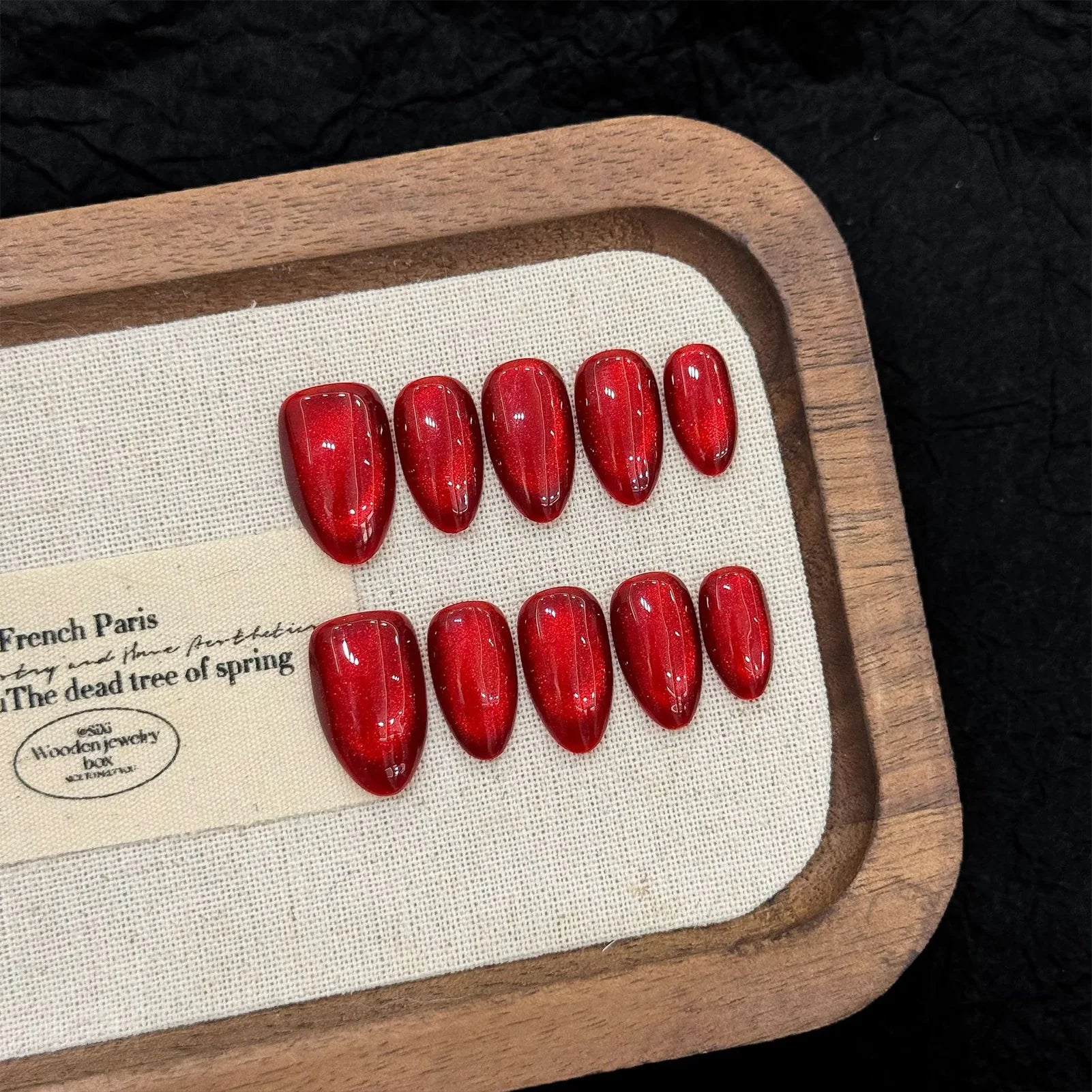 10pcs Handmade Press On Nails Vintage Wine Red