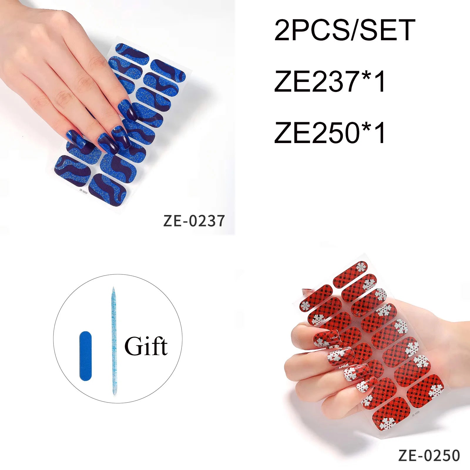 14Tips DIY Glitter Bake Free Gel Nail Stickers Stripe