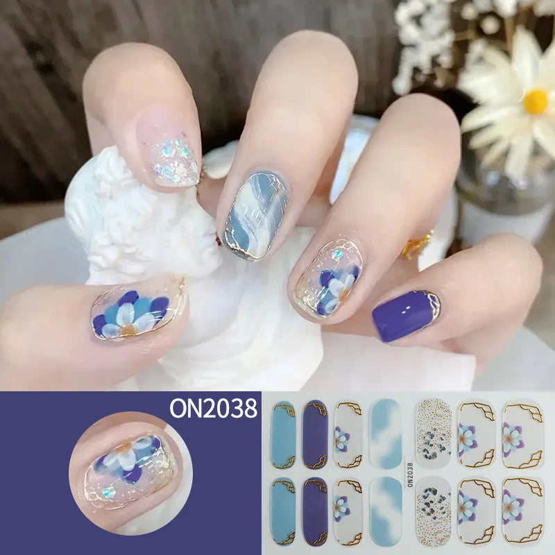 3D Flowers Gradient Color Adhesive Gel Nail Stickers