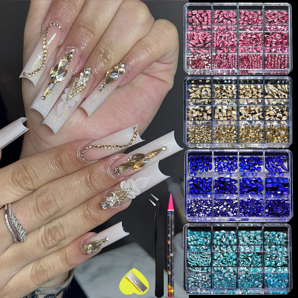 12Grids Flat Bottom Rhinstones For Nails