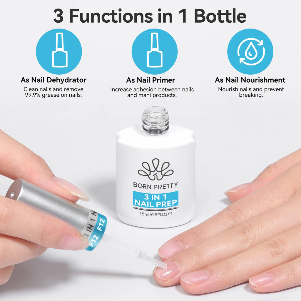 3 In 1 Nail Prep Dehydrate Acid Free Nail