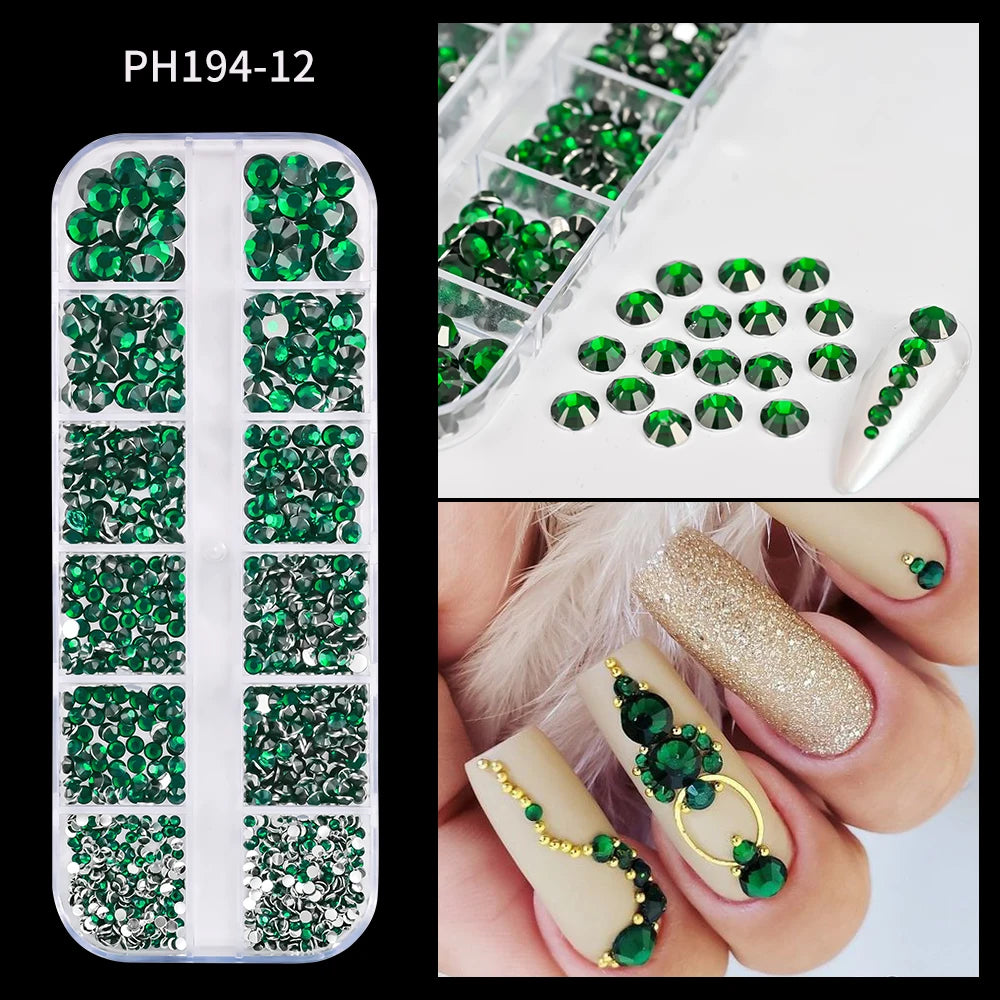 12Grids Mixed-Shape Crystal Nail