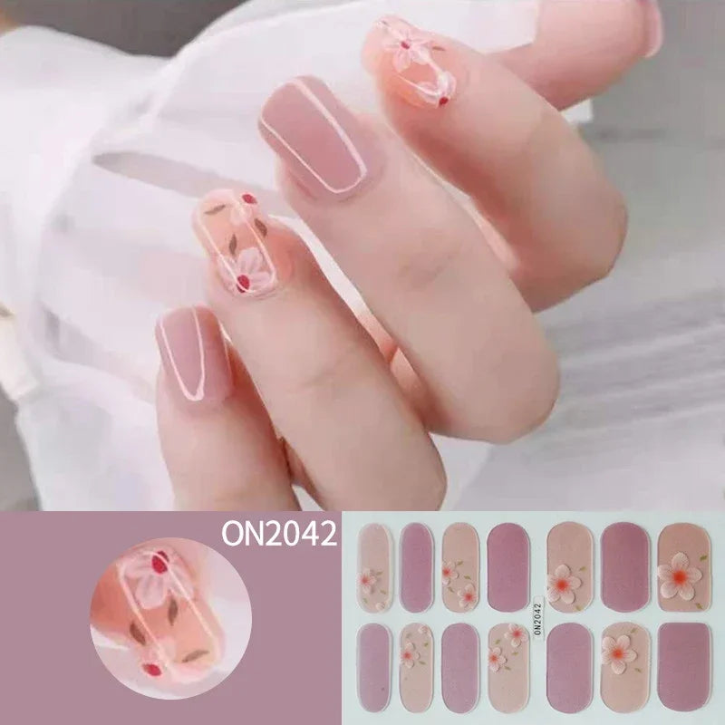 3D Flowers Gradient Color Adhesive Gel Nail Stickers
