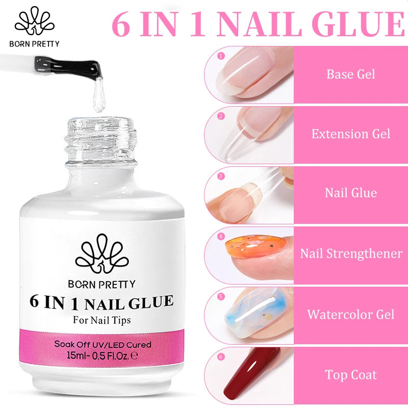 6 IN 1 Nail Glue Gel for Acrylic Nails