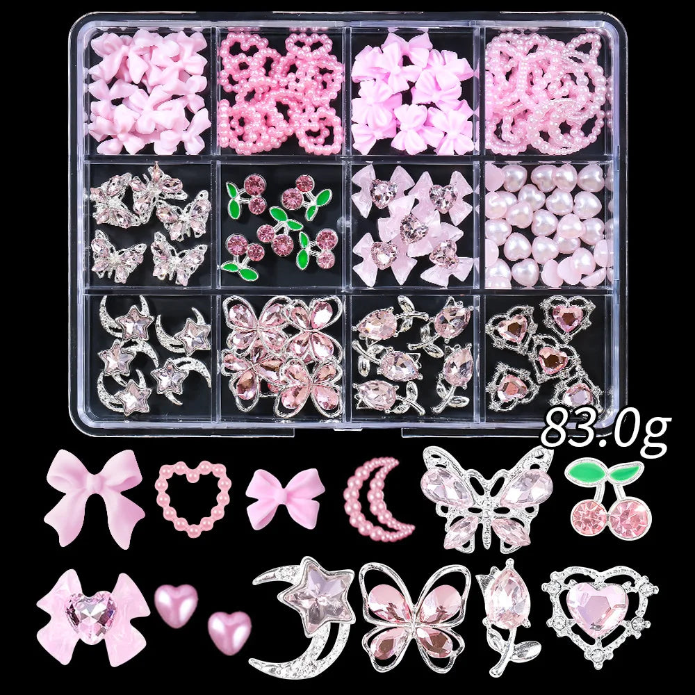 120pcs/box 3D Gold Bow Butterfly Nail