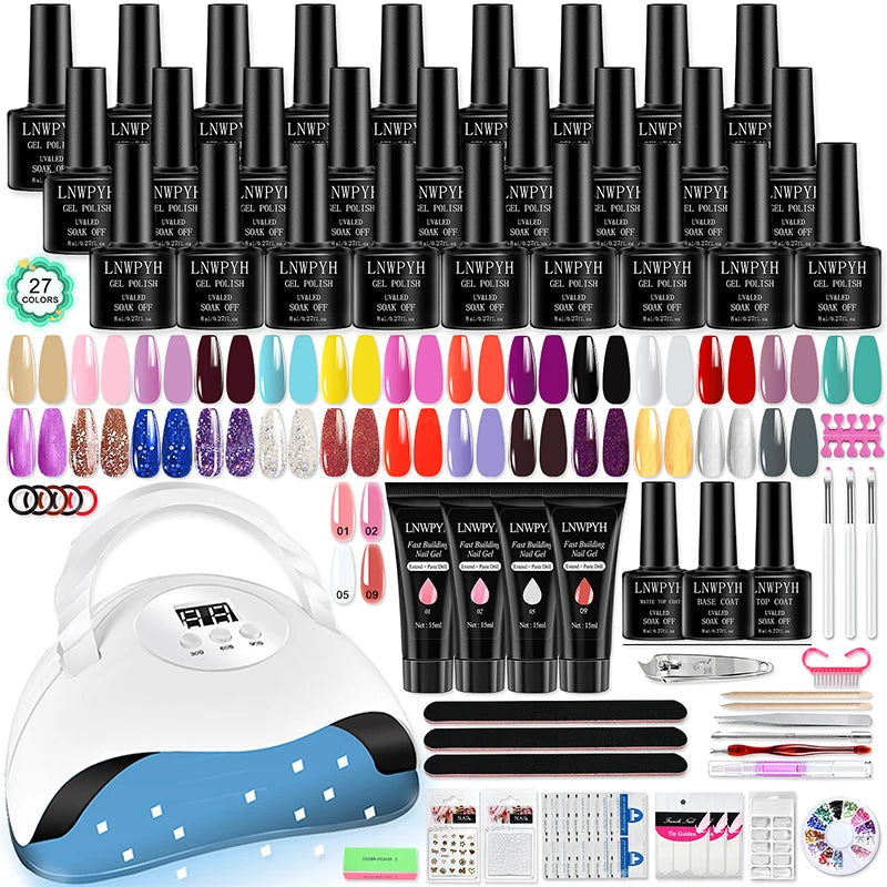 Nail Gel Polish Kit With LED Nail Lamp Semi-Permanent 27