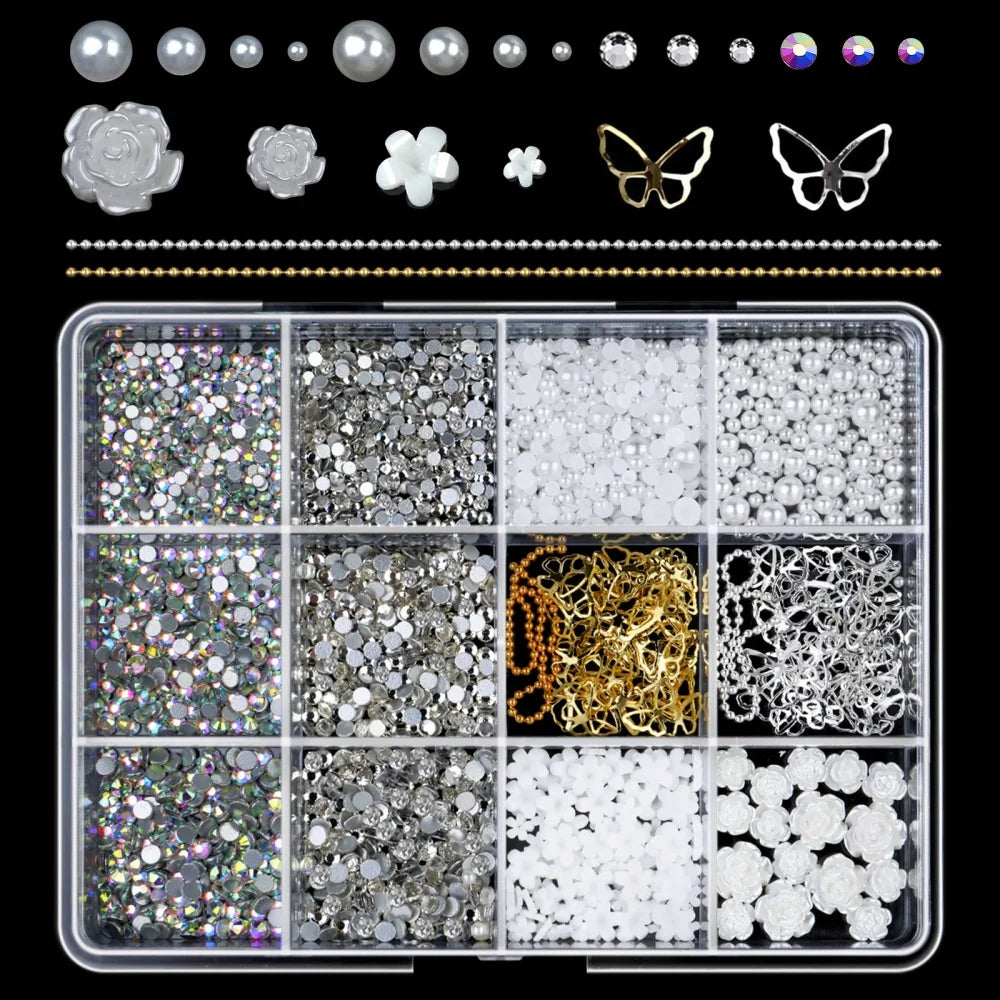 120pcs/box 3D Gold Bow Butterfly Nail