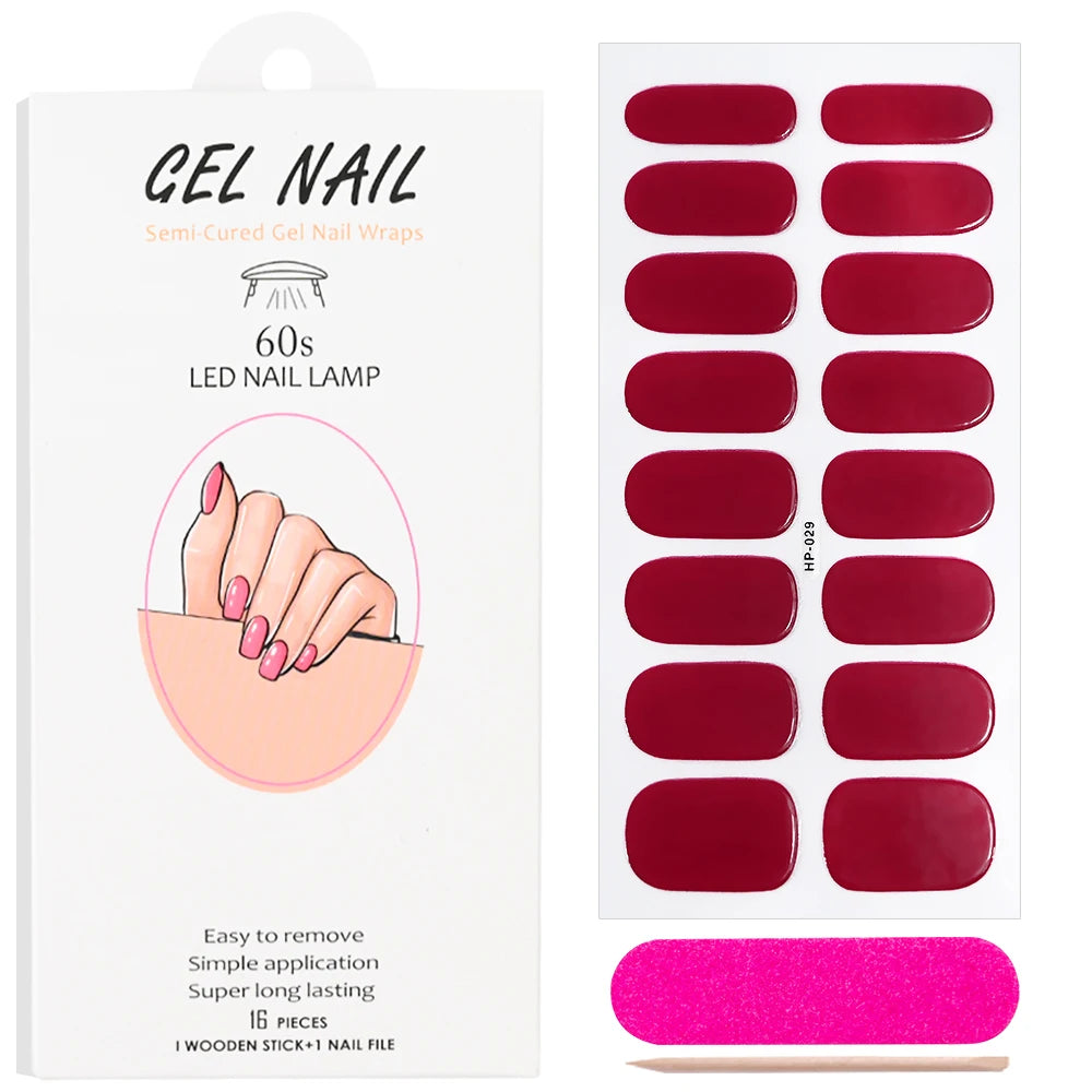 Red Semi Cured Gel Nail Stickers