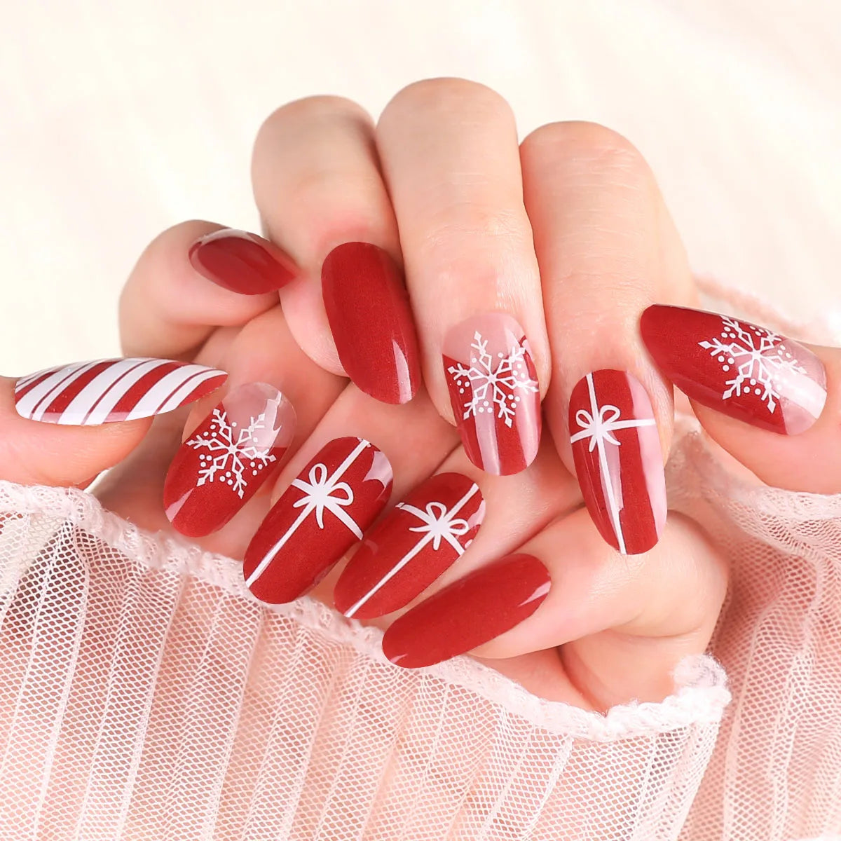 Snowflake Christmas Semi-Cured Gel Nail Stickers