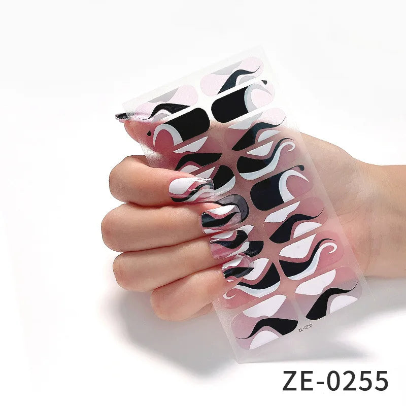 14Tips DIY Glitter Bake Free Gel Nail Stickers Stripe