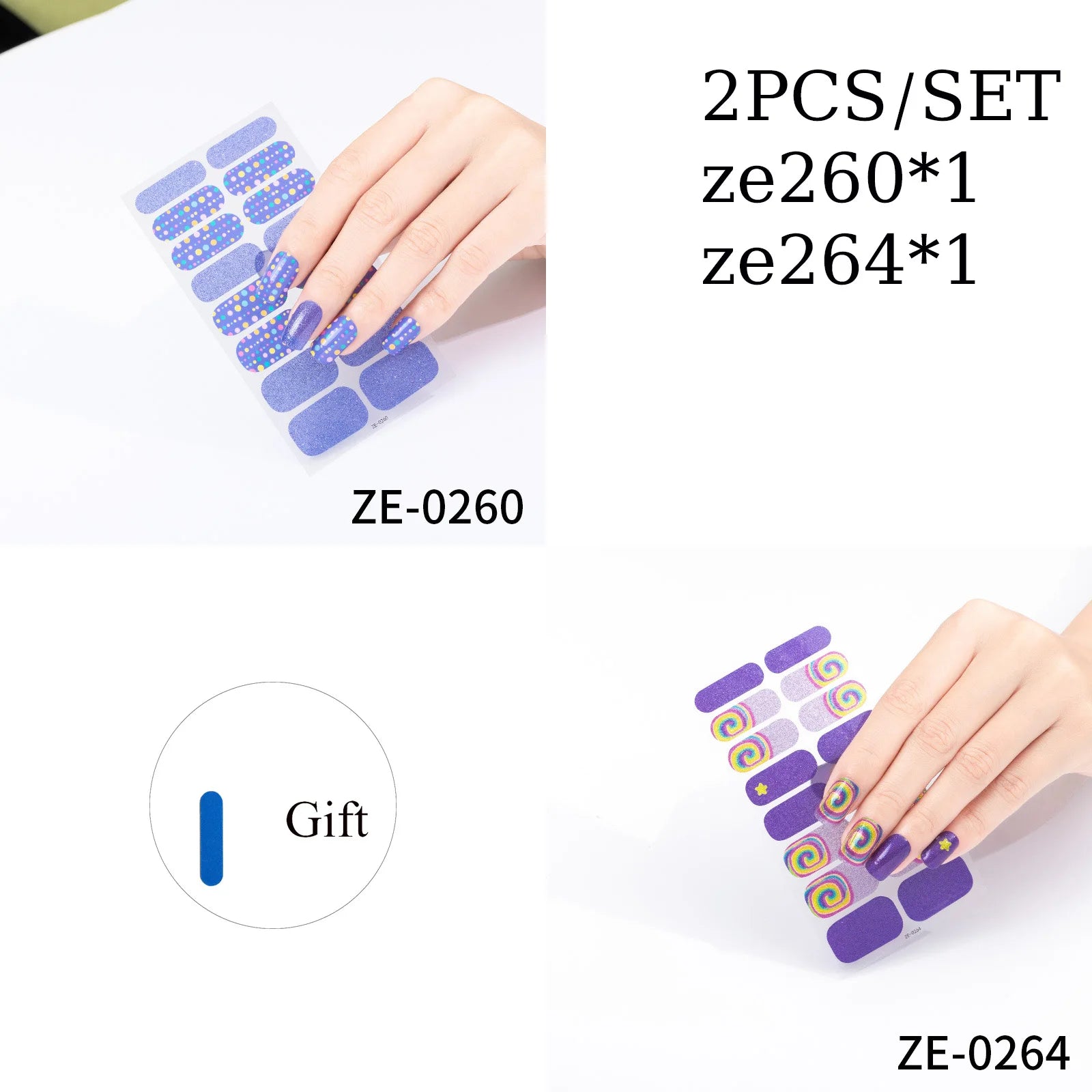 14Tips DIY Glitter Bake Free Gel Nail Stickers Stripe