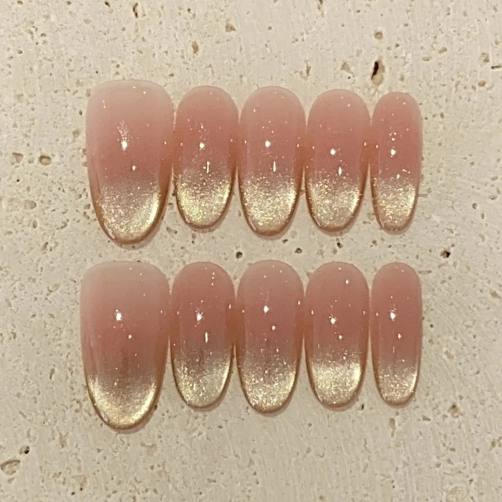 10Pcs Simple Fashion Diamond White Handmade Fake Nails