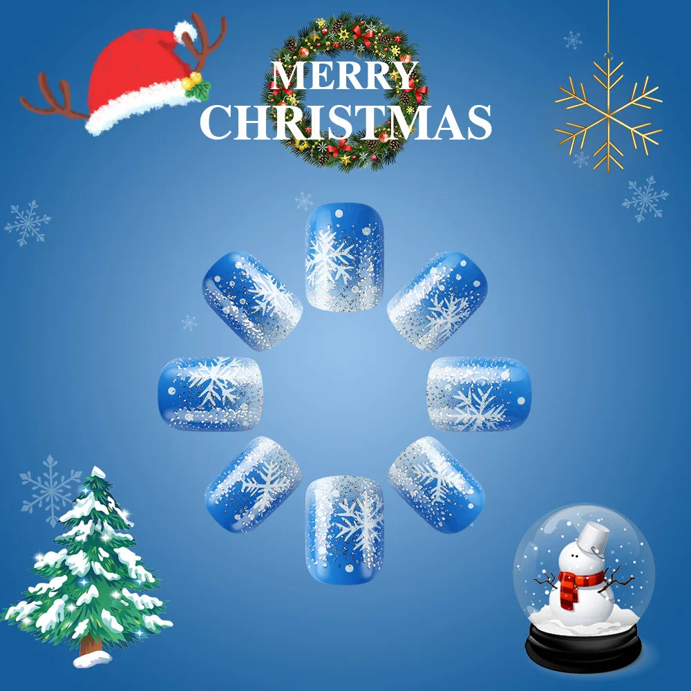 24pcs Merry Christmas Press On Nails