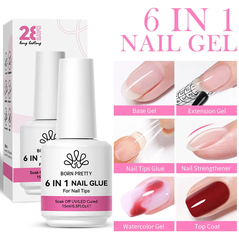 6 IN 1 Nail Glue Gel for Acrylic Nails
